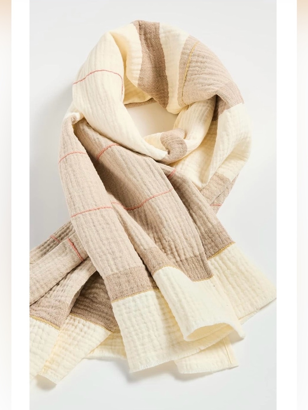 Madewell Cream and Tan Patchwork Throw